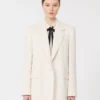 Enradig blazer i cady, beige Enradig blazer i cady, beige