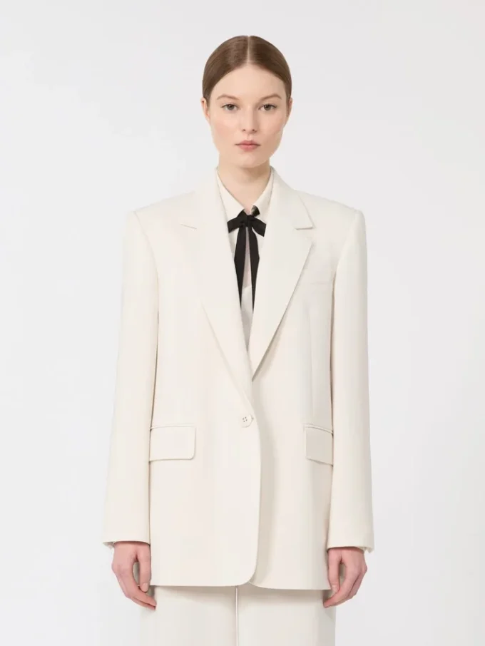 Enradig blazer i cady, beige Enradig blazer i cady, beige