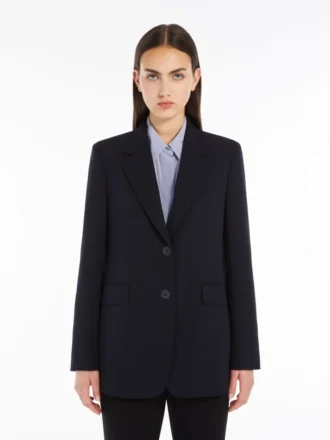 Enradig blazer i cady, marinblå