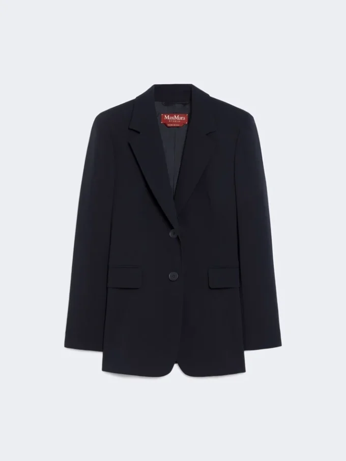 Enradig blazer i cady, marinblå Enradig blazer i cady, marinblå