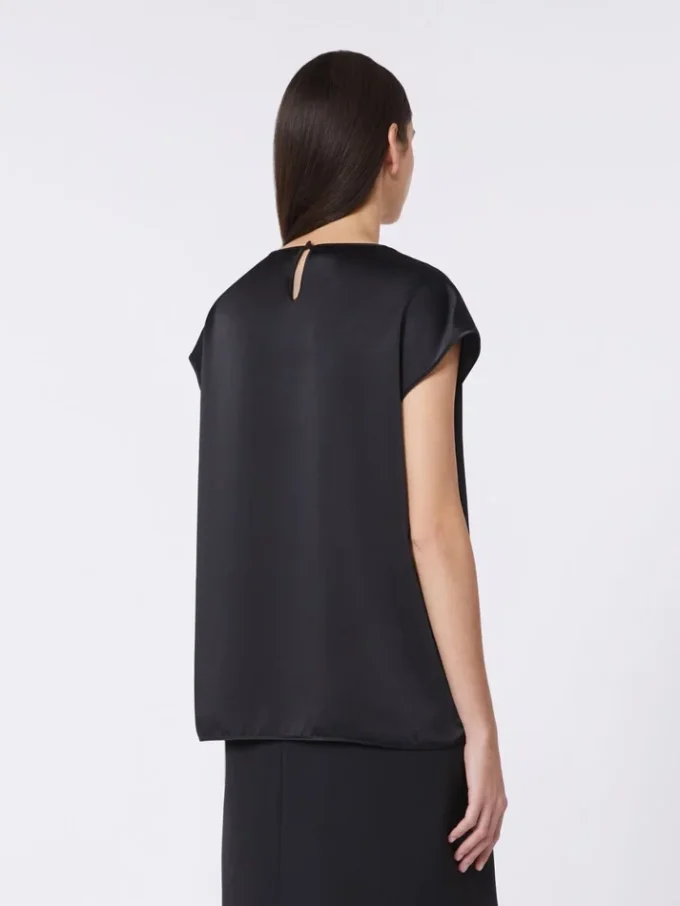 Feminin satintopp, svart