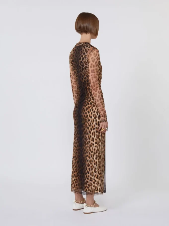 Figursydd klänning i tylljersey, beige nyanserad Figursydd klänning i tylljersey, beige nyanserad
