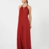Flödande jumpsuit i envers-satin, röd Flödande jumpsuit i envers-satin, röd