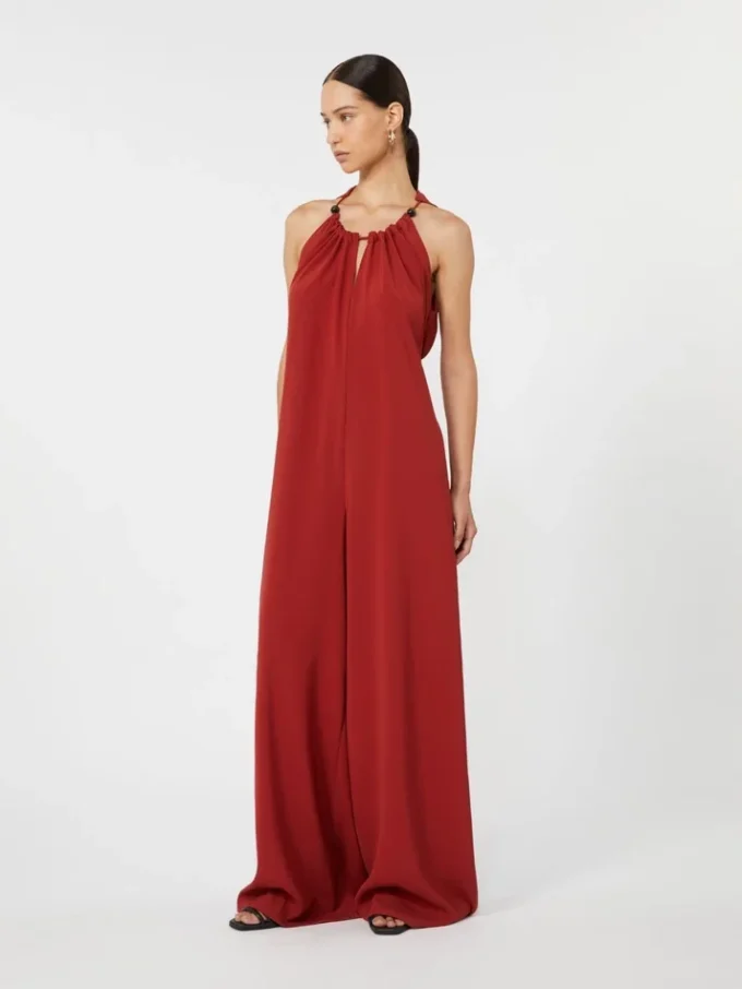 Flödande jumpsuit i envers-satin, röd Flödande jumpsuit i envers-satin, röd