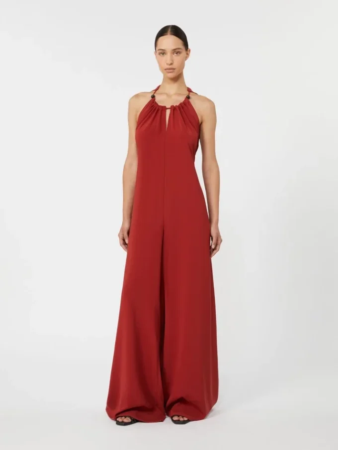 Flödande jumpsuit i envers-satin, röd Flödande jumpsuit i envers-satin, röd