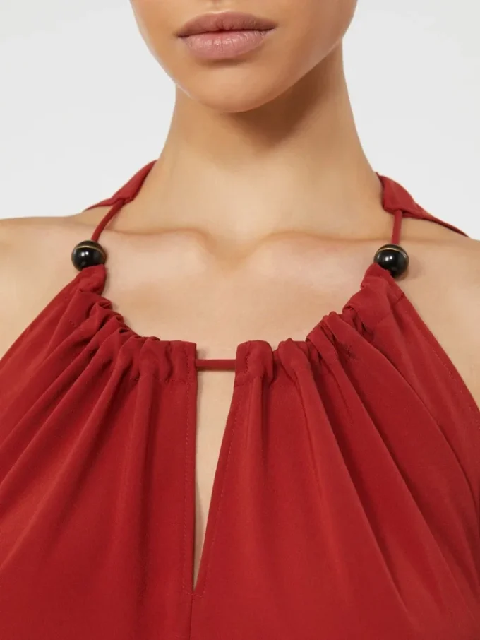 Flödande jumpsuit i envers-satin, röd Flödande jumpsuit i envers-satin, röd