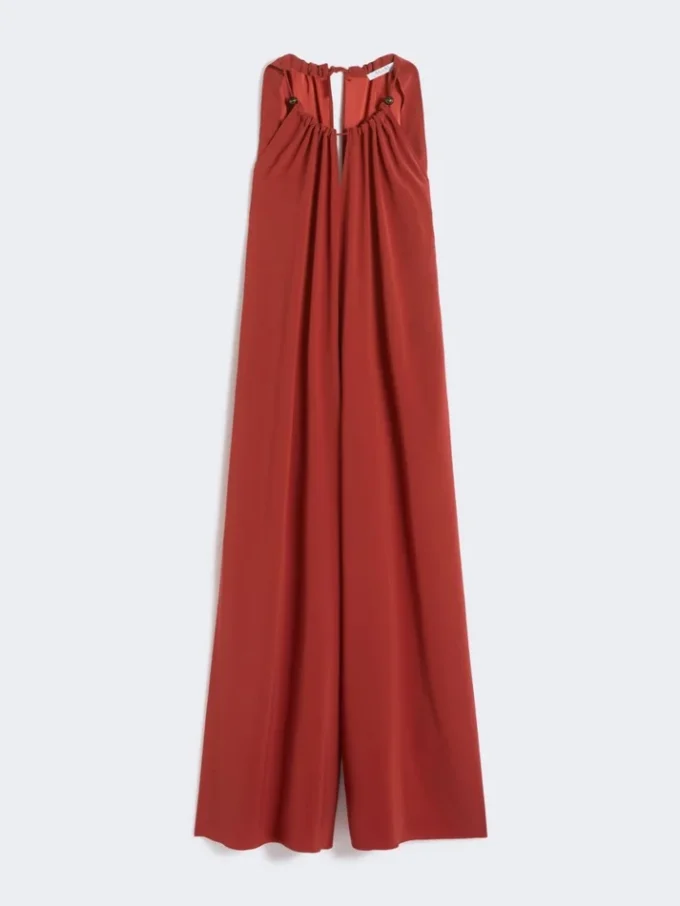 Flödande jumpsuit i envers-satin, röd Flödande jumpsuit i envers-satin, röd