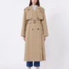 Flödande trenchcoat i bomull och nylon, hasselnötsbrun Flödande trenchcoat i bomull och nylon, hasselnötsbrun