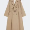 Flödande trenchcoat i bomull och nylon, hasselnötsbrun Flödande trenchcoat i bomull och nylon, hasselnötsbrun
