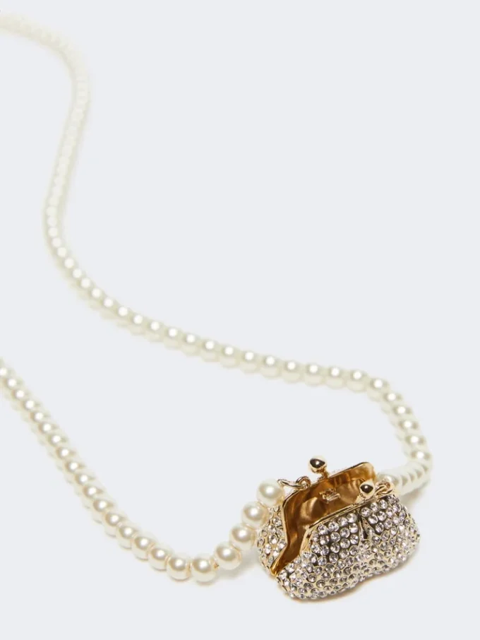 Halsband med Pasticcino-väska som hänge, optiskt vitt Halsband med Pasticcino-väska som hänge, optiskt vitt