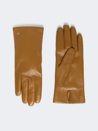 Handskar i nappaläder, tobaksfärgade