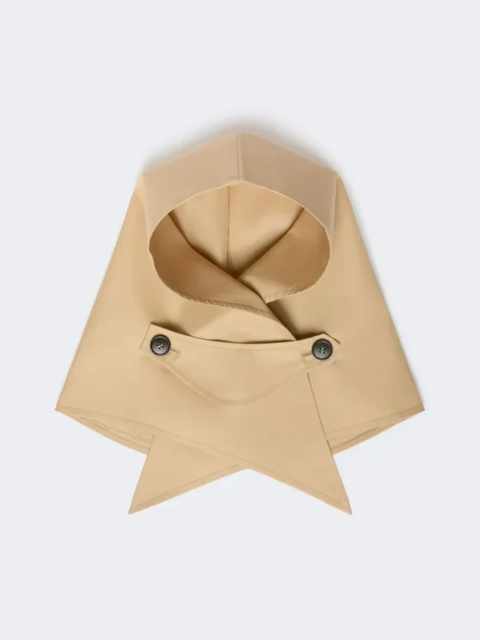 Hatt-foulard i vattenavvisande gabardin, beige Hatt-foulard i vattenavvisande gabardin, beige