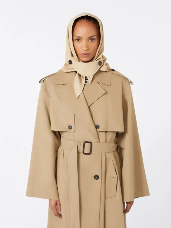 Hatt-foulard i vattenavvisande gabardin, beige Hatt-foulard i vattenavvisande gabardin, beige