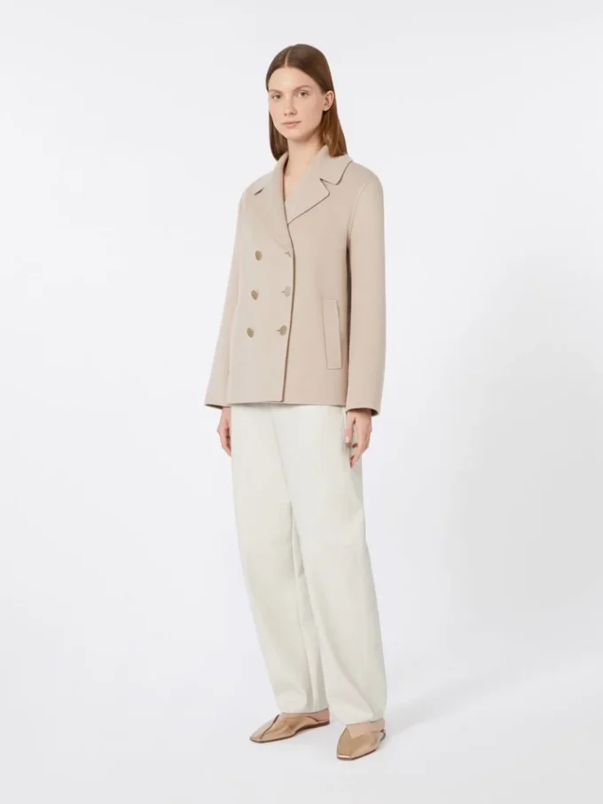 Jacka i bredvävd ull, beige-rosa Jacka i bredvävd ull, beige-rosa
