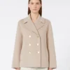 Jacka i bredvävd ull, beige-rosa Jacka i bredvävd ull, beige-rosa