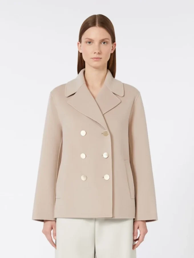 Jacka i bredvävd ull, beige-rosa Jacka i bredvävd ull, beige-rosa