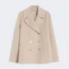 Jacka i bredvävd ull, beige-rosa Jacka i bredvävd ull, beige-rosa