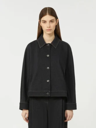 Jacka i denim med jersey-effekt, ultramarin