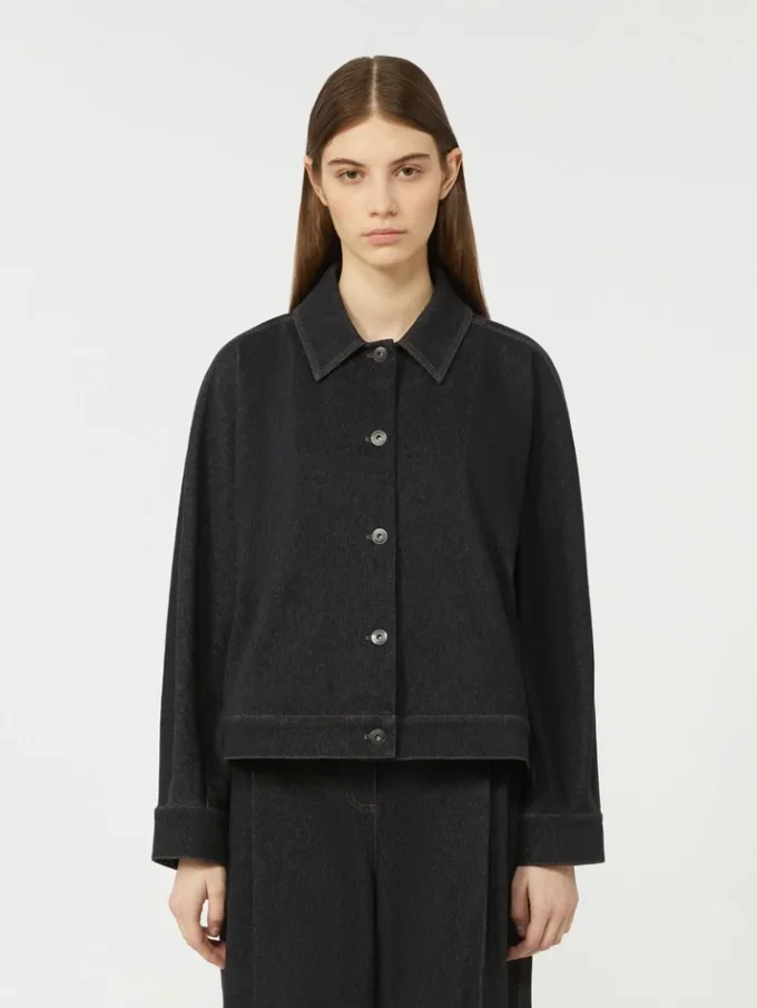 Jacka i denim med jersey-effekt, ultramarin Jacka i denim med jersey-effekt, ultramarin
