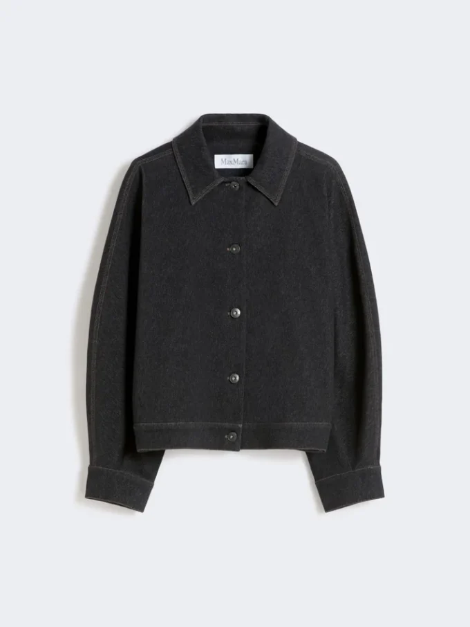 Jacka i denim med jersey-effekt, ultramarin Jacka i denim med jersey-effekt, ultramarin