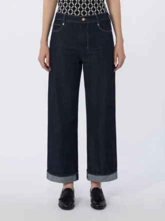 Jeans med uppvikt benslut, ultramarinblå