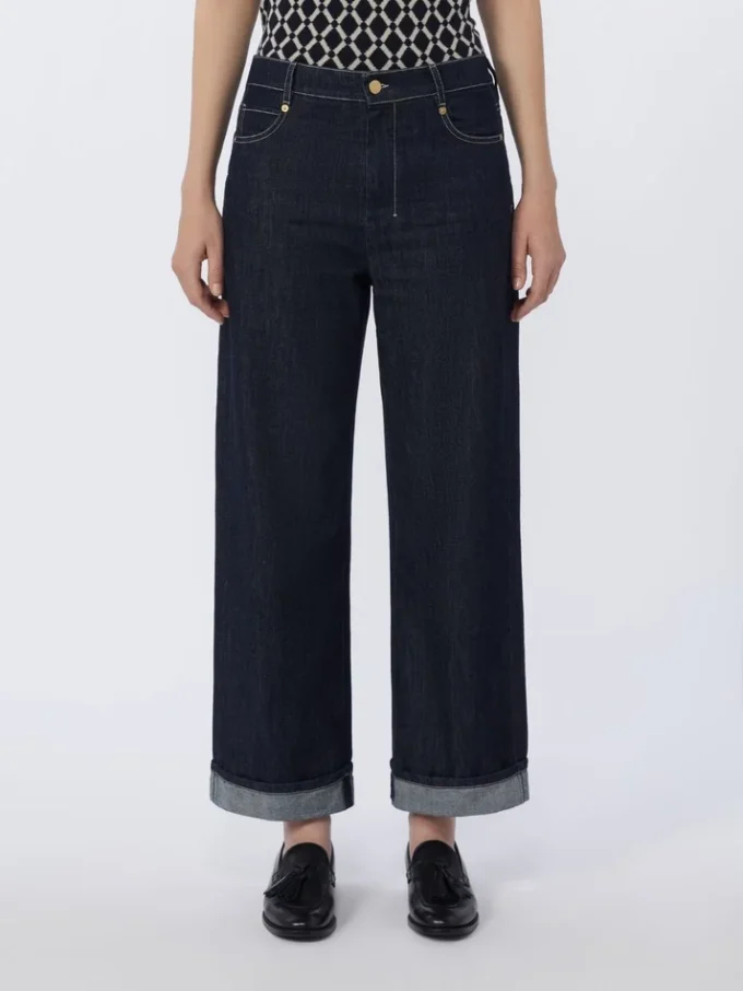 Jeans med uppvikt benslut, ultramarinblå Jeans med uppvikt benslut, ultramarinblå