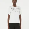 Jersey-T-shirt med tryck och broderier, vit Jersey-T-shirt med tryck och broderier, vit