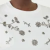 Jersey-T-shirt med tryck och broderier, vit Jersey-T-shirt med tryck och broderier, vit