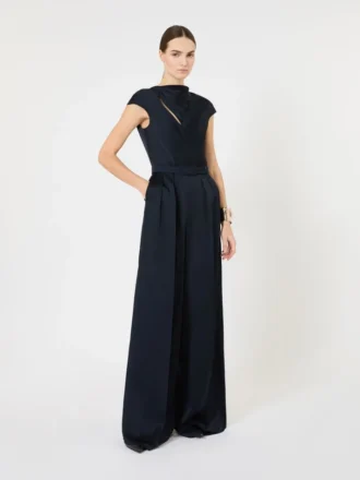 Jumpsuit i Envers-satin, midnattblå