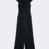 Jumpsuit i Envers-satin, midnattblå Jumpsuit i Envers-satin, midnattblå