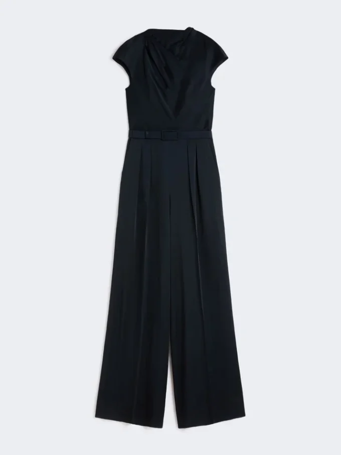 Jumpsuit i Envers-satin, midnattblå Jumpsuit i Envers-satin, midnattblå