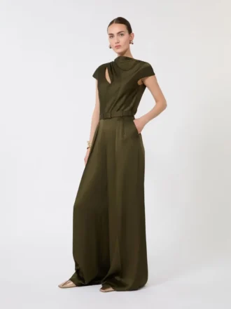 Jumpsuit i Envers-satin, mossgrön