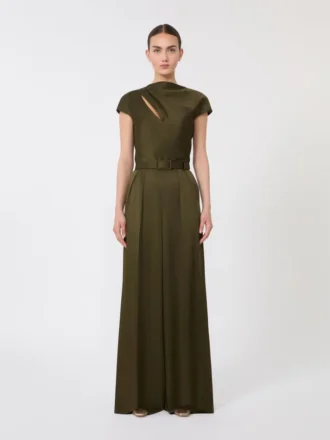 Jumpsuit i Envers-satin, mossgrön