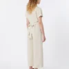 Jumpsuit i viskos och linne, beige Jumpsuit i viskos och linne, beige