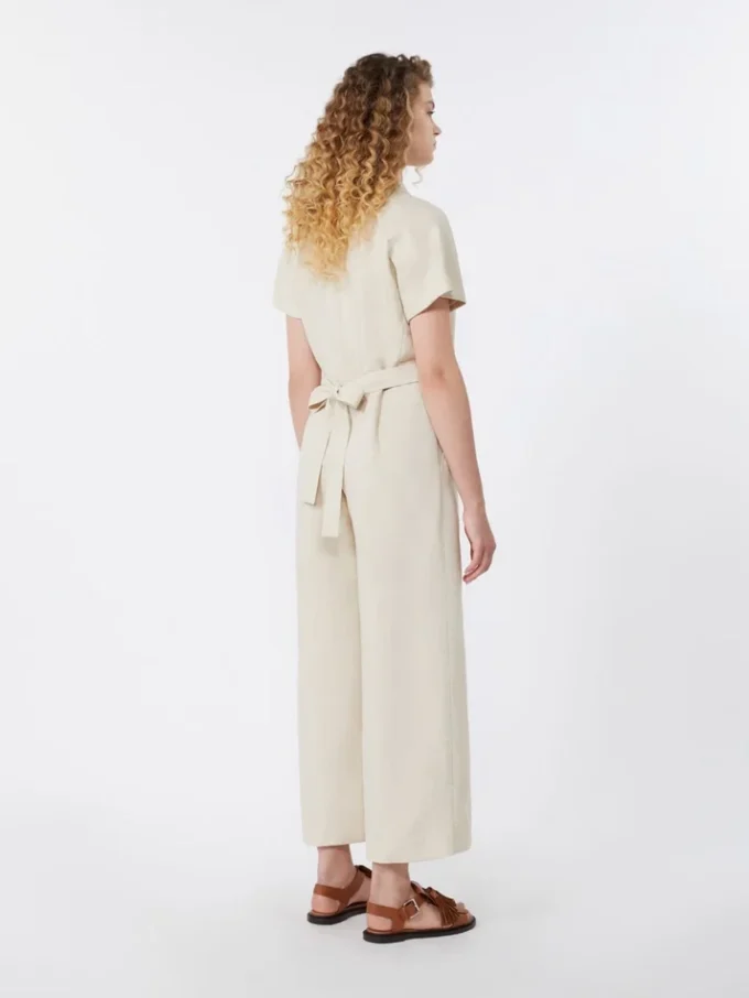 Jumpsuit i viskos och linne, beige Jumpsuit i viskos och linne, beige