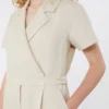 Jumpsuit i viskos och linne, beige Jumpsuit i viskos och linne, beige