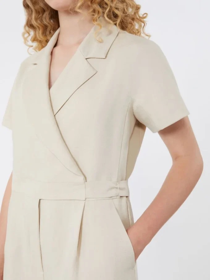 Jumpsuit i viskos och linne, beige Jumpsuit i viskos och linne, beige