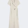 Jumpsuit i viskos och linne, beige Jumpsuit i viskos och linne, beige