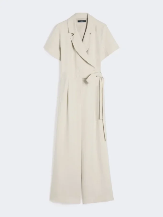 Jumpsuit i viskos och linne, beige Jumpsuit i viskos och linne, beige