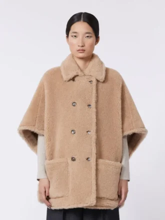 Kappa i teddytyg av alpacka och kashmir, beige