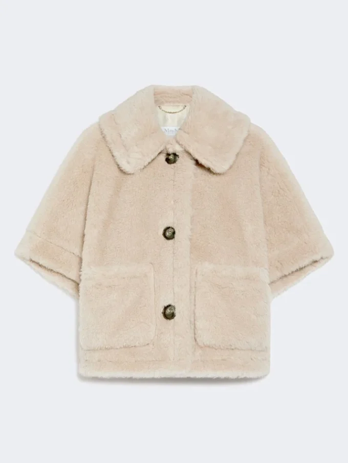 Kappa i teddytyg av alpacka och ull, beige Kappa i teddytyg av alpacka och ull, beige
