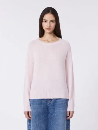 Kashmirtröja med rund hals, rosa