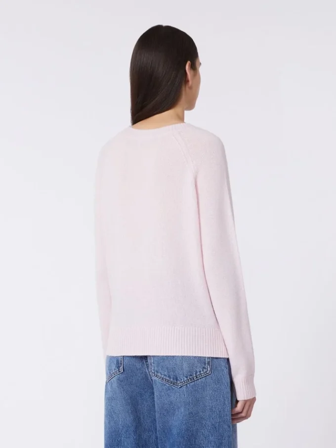 Kashmirtröja med rund hals, rosa