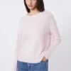 Kashmirtröja med rund hals, rosa