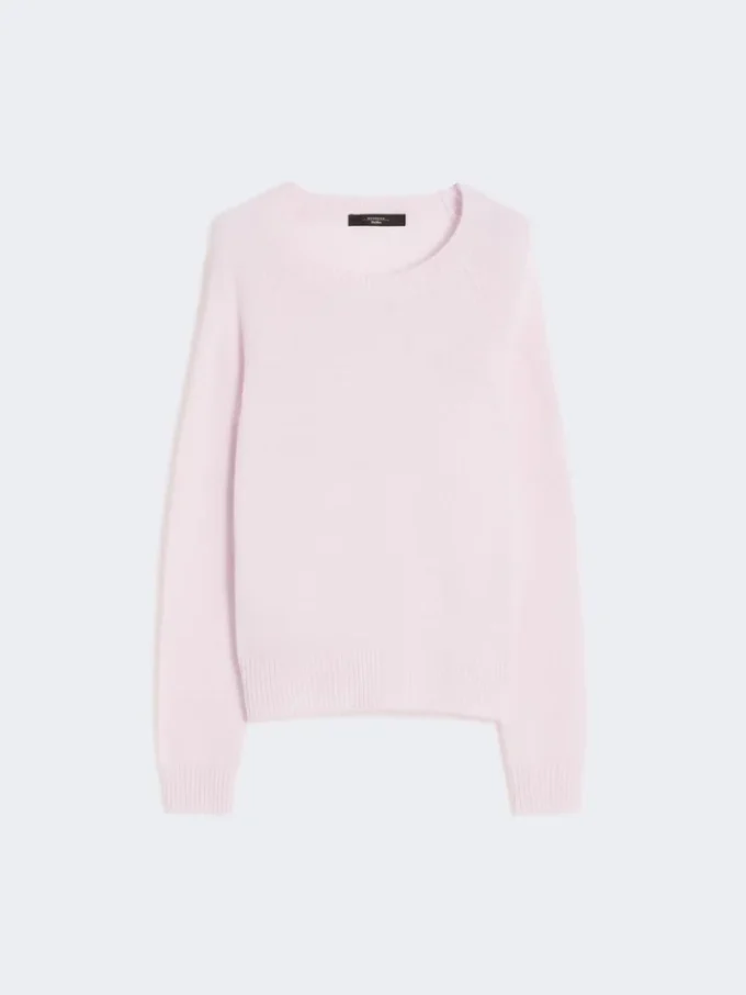 Kashmirtröja med rund hals, rosa