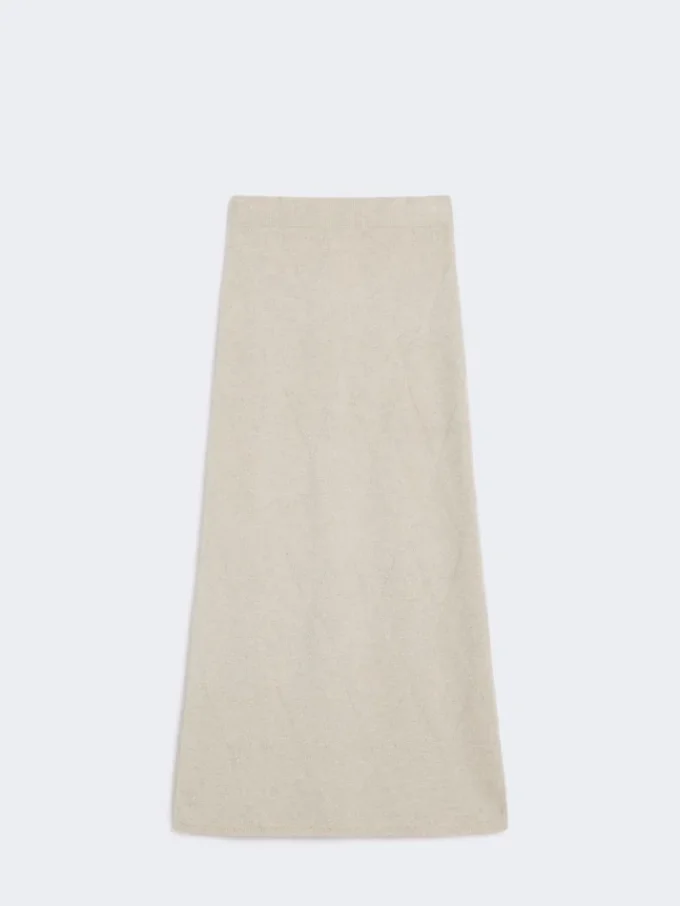 Kjol i argyle-mönstrat kashmirgarn, beige Kjol i argyle-mönstrat kashmirgarn, beige
