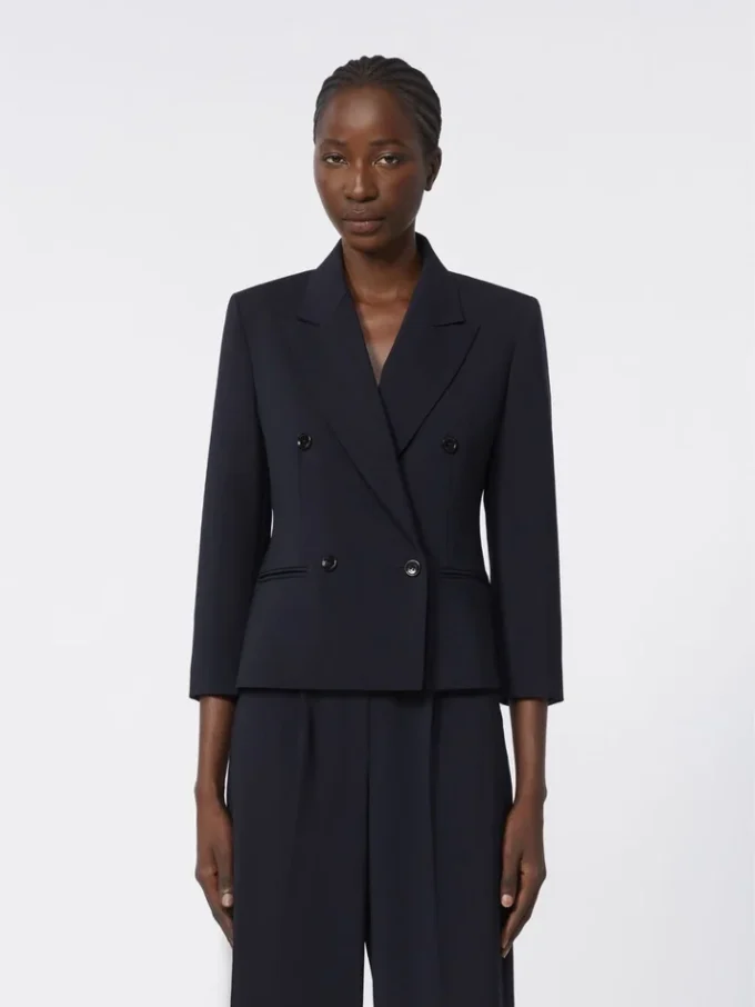 Kort blazer i ulltyg, ultramarin