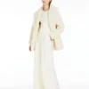 Kort Teddy Bear Icon Coat i alpacka och ull, vit