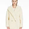 Kort Teddy Bear Icon Coat i alpacka och ull, vit