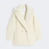 Kort Teddy Bear Icon Coat i alpacka och ull, vit